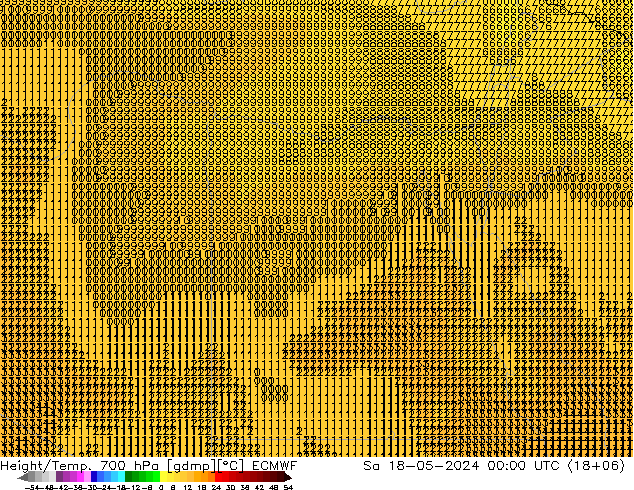 Height/Temp. 700 hPa ECMWF Sa 18.05.2024 00 UTC