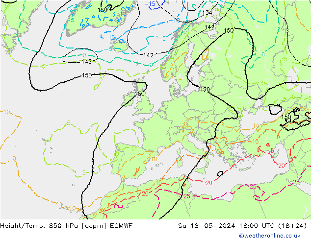 Height/Temp. 850 hPa ECMWF Sáb 18.05.2024 18 UTC