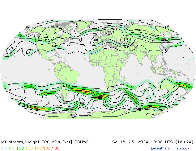 Jet stream ECMWF Sáb 18.05.2024 18 UTC