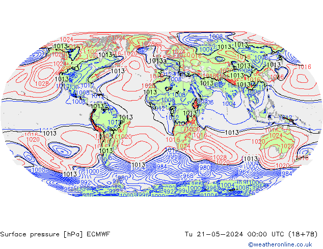 Yer basıncı ECMWF Sa 21.05.2024 00 UTC