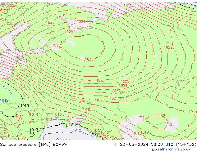 Luchtdruk (Grond) ECMWF do 23.05.2024 06 UTC