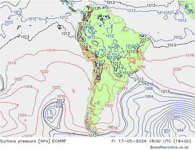 地面气压 ECMWF 星期五 17.05.2024 18 UTC