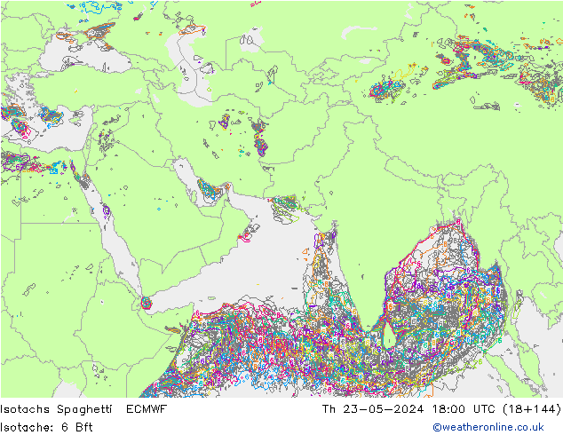 Isotachs Spaghetti ECMWF Čt 23.05.2024 18 UTC