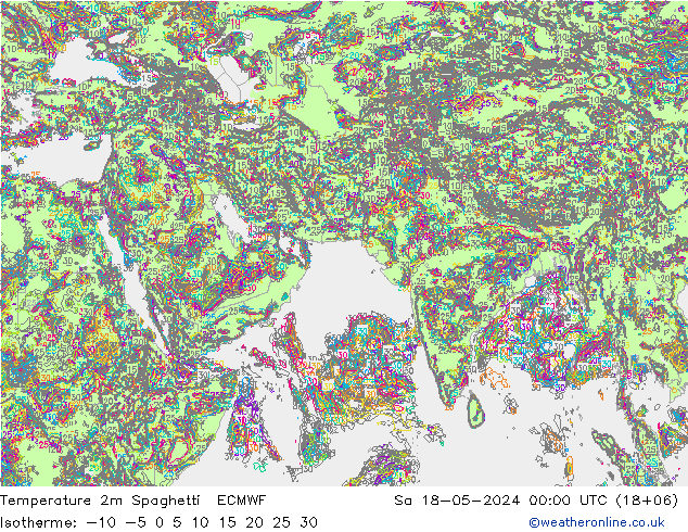 温度图 Spaghetti ECMWF 星期六 18.05.2024 00 UTC