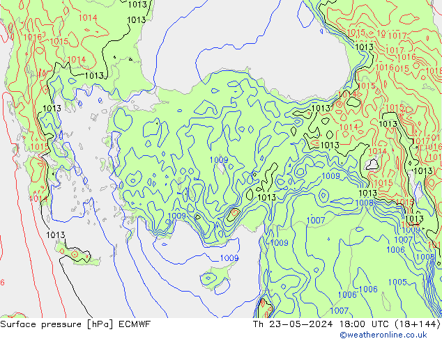 Pressione al suolo ECMWF gio 23.05.2024 18 UTC
