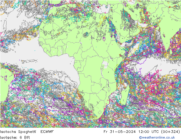 Izotacha Spaghetti ECMWF pt. 31.05.2024 12 UTC