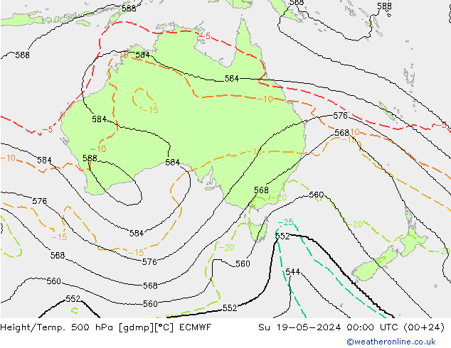 Yükseklik/Sıc. 500 hPa ECMWF Paz 19.05.2024 00 UTC