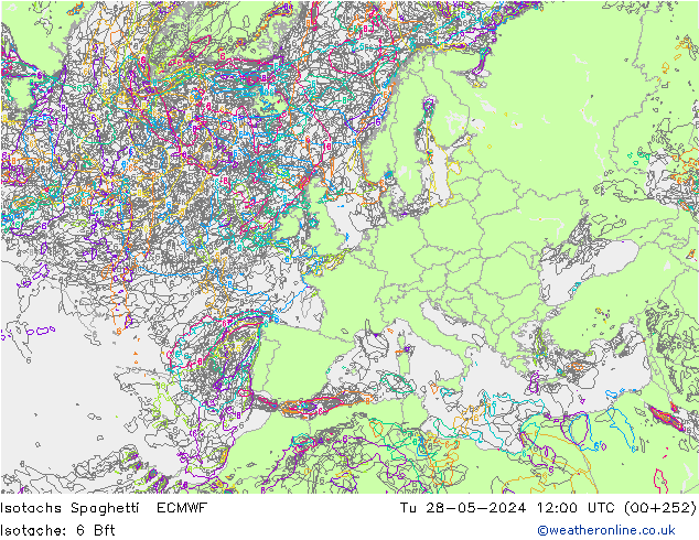 Isotachs Spaghetti ECMWF Ter 28.05.2024 12 UTC