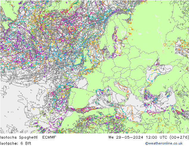 Isotachs Spaghetti ECMWF Qua 29.05.2024 12 UTC