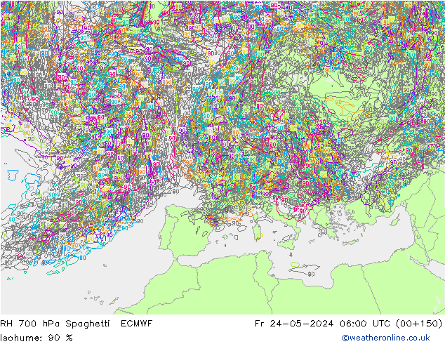 RV 700 hPa Spaghetti ECMWF vr 24.05.2024 06 UTC