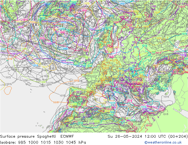Bodendruck Spaghetti ECMWF So 26.05.2024 12 UTC