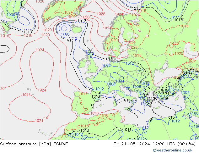 Pressione al suolo ECMWF mar 21.05.2024 12 UTC