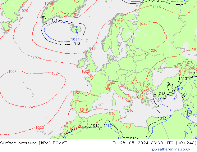 ciśnienie ECMWF wto. 28.05.2024 00 UTC
