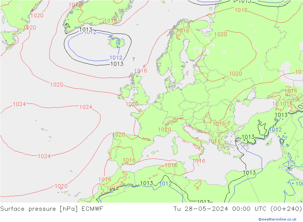 Bodendruck ECMWF Di 28.05.2024 00 UTC