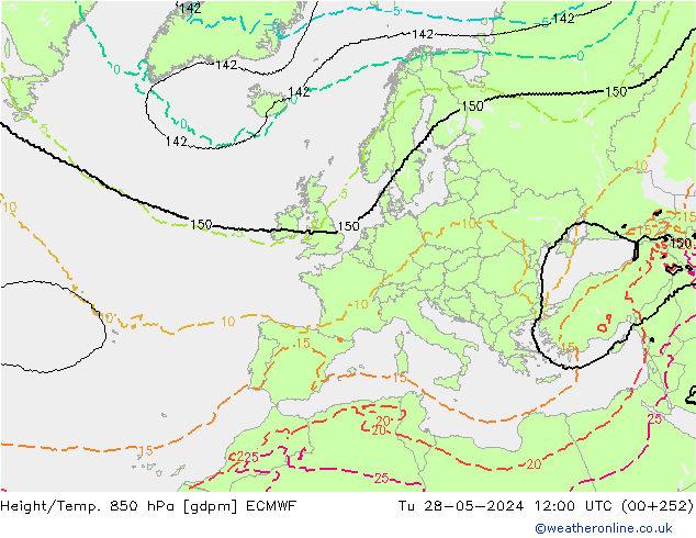 Yükseklik/Sıc. 850 hPa ECMWF Sa 28.05.2024 12 UTC