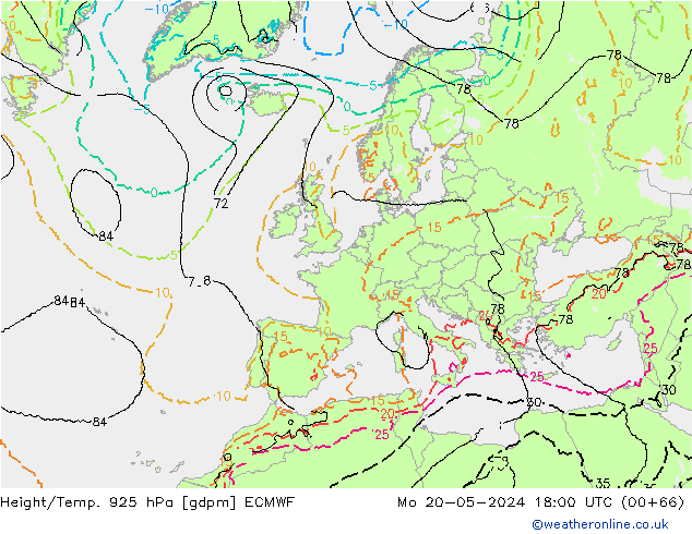 Height/Temp. 925 hPa ECMWF Seg 20.05.2024 18 UTC