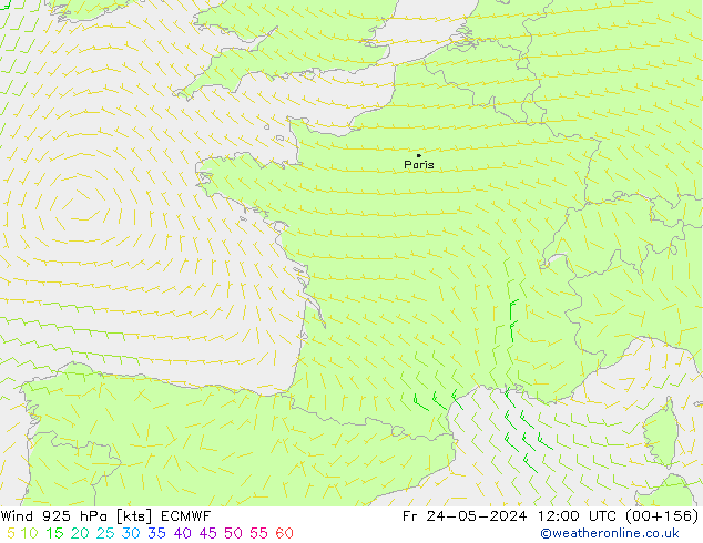 Wind 925 hPa ECMWF Fr 24.05.2024 12 UTC