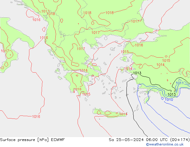 Surface pressure ECMWF Sa 25.05.2024 06 UTC