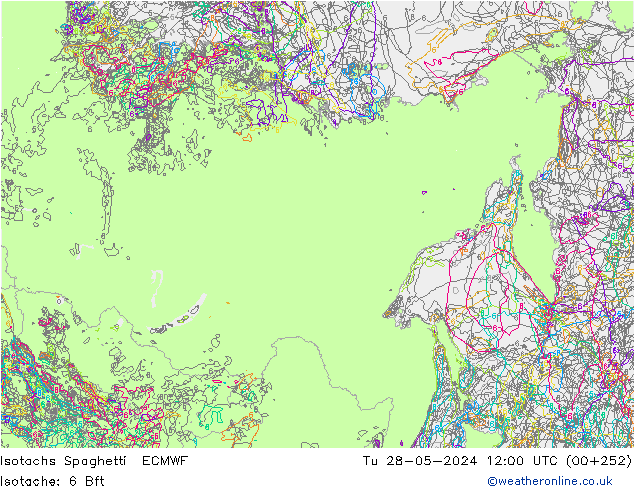 Isotachs Spaghetti ECMWF Tu 28.05.2024 12 UTC