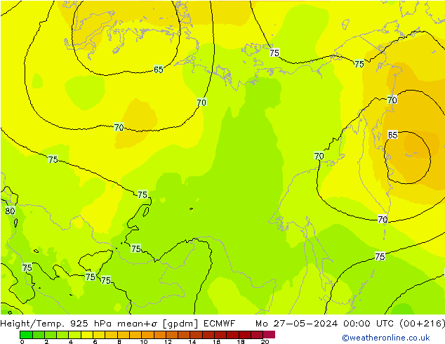 Hoogte/Temp. 925 hPa ECMWF ma 27.05.2024 00 UTC