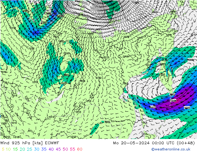Wind 925 hPa ECMWF ma 20.05.2024 00 UTC
