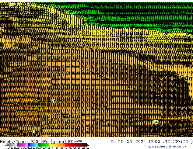 Height/Temp. 925 hPa ECMWF Dom 26.05.2024 12 UTC