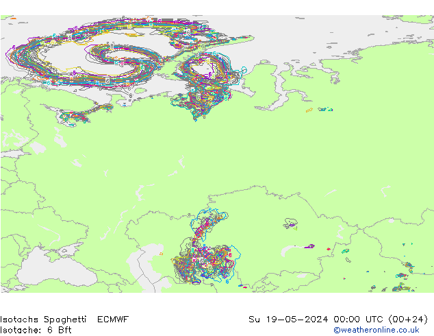 Isotachs Spaghetti ECMWF  19.05.2024 00 UTC