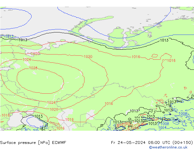 Yer basıncı ECMWF Cu 24.05.2024 06 UTC