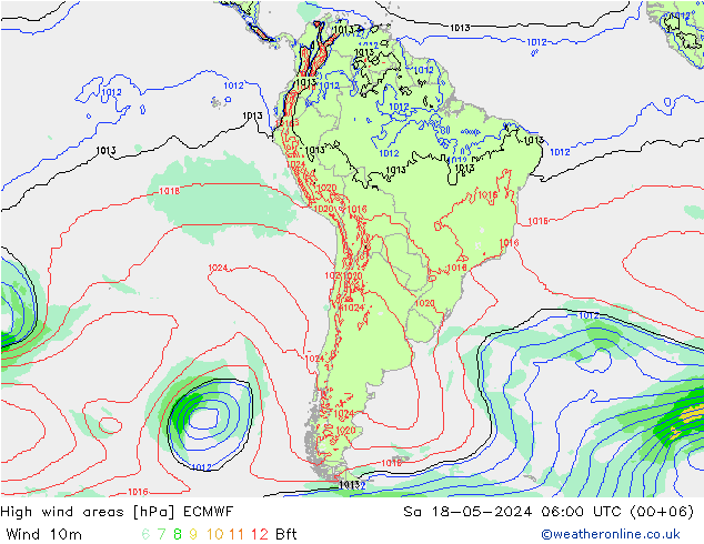 Windvelden ECMWF za 18.05.2024 06 UTC