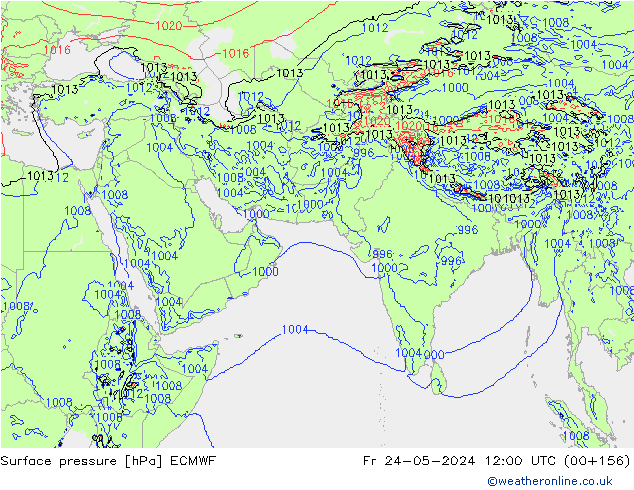 pressão do solo ECMWF Sex 24.05.2024 12 UTC