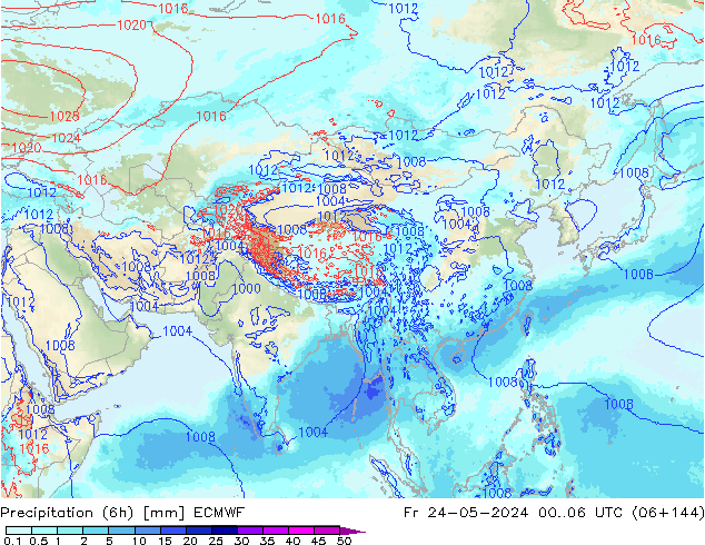 Precipitation (6h) ECMWF Fr 24.05.2024 06 UTC