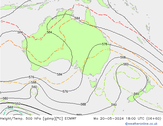 Geop./Temp. 500 hPa ECMWF lun 20.05.2024 18 UTC