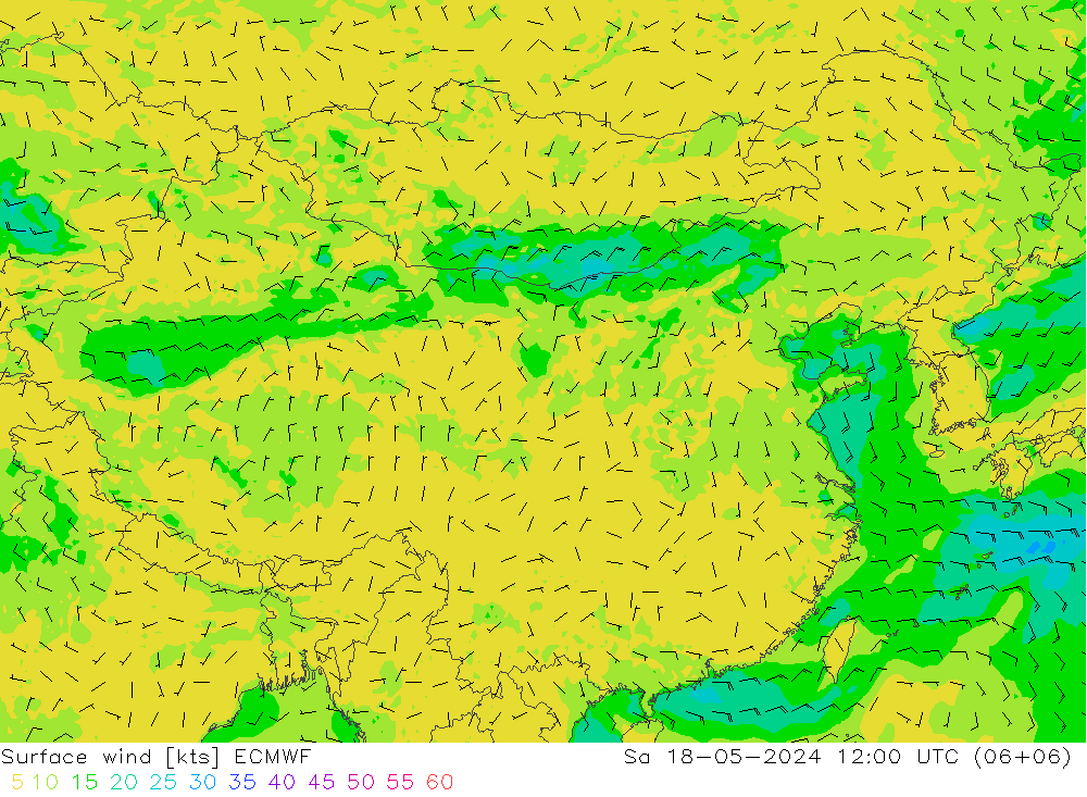 风 10 米 ECMWF 星期六 18.05.2024 12 UTC