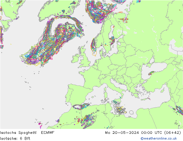 Eşrüzgar Hızları Spaghetti ECMWF Pzt 20.05.2024 00 UTC