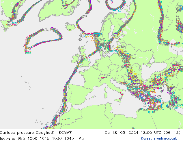 ciśnienie Spaghetti ECMWF so. 18.05.2024 18 UTC