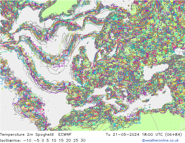 Temperaturkarte Spaghetti ECMWF Di 21.05.2024 18 UTC