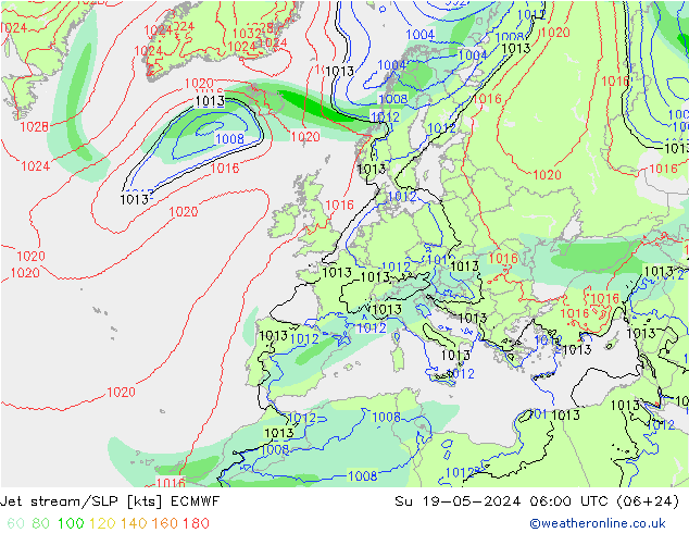 Polarjet/Bodendruck ECMWF So 19.05.2024 06 UTC