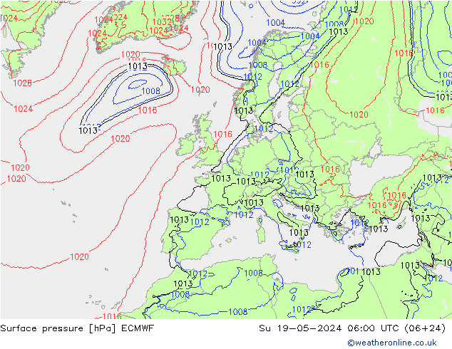 Yer basıncı ECMWF Paz 19.05.2024 06 UTC