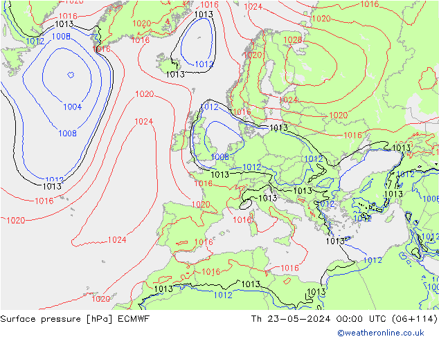 приземное давление ECMWF чт 23.05.2024 00 UTC