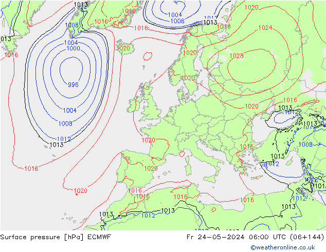ciśnienie ECMWF pt. 24.05.2024 06 UTC
