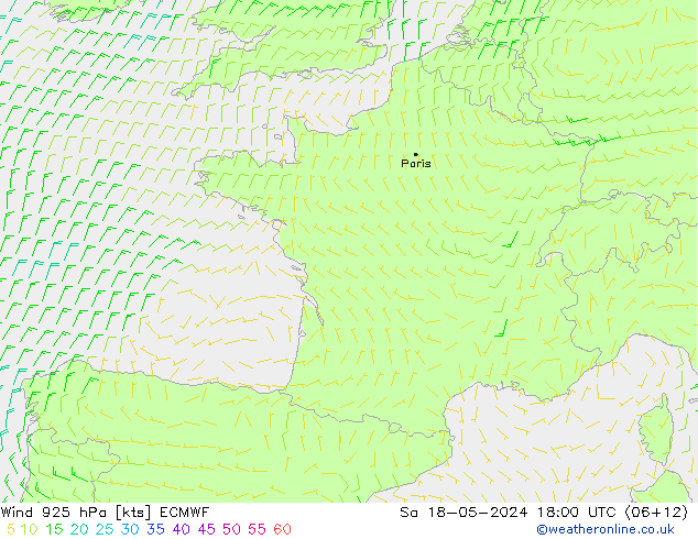 Wind 925 hPa ECMWF Sa 18.05.2024 18 UTC
