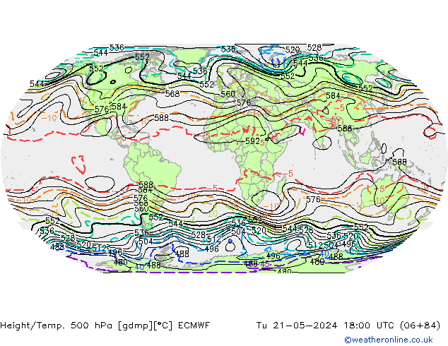 Hoogte/Temp. 500 hPa ECMWF di 21.05.2024 18 UTC