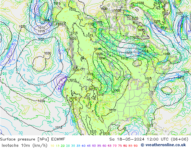 10米等风速线 (kph) ECMWF 星期六 18.05.2024 12 UTC