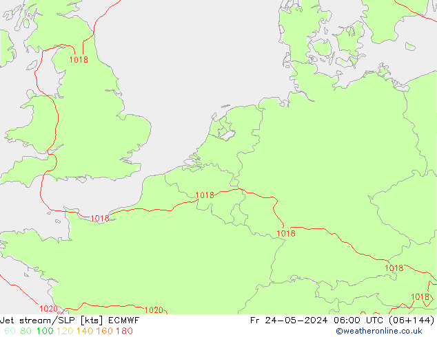 Prąd strumieniowy ECMWF pt. 24.05.2024 06 UTC
