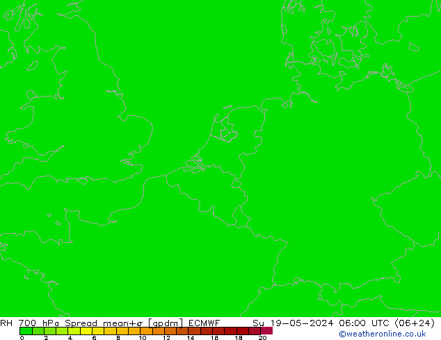 Humidité rel. 700 hPa Spread ECMWF dim 19.05.2024 06 UTC