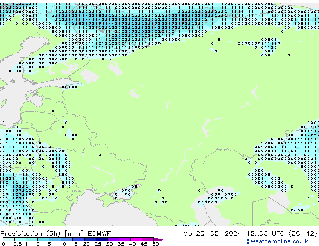 Nied. akkumuliert (6Std) ECMWF Mo 20.05.2024 00 UTC