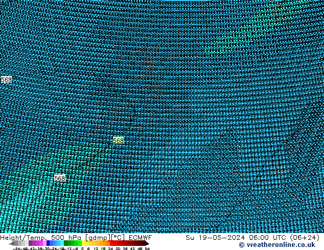 Hoogte/Temp. 500 hPa ECMWF zo 19.05.2024 06 UTC