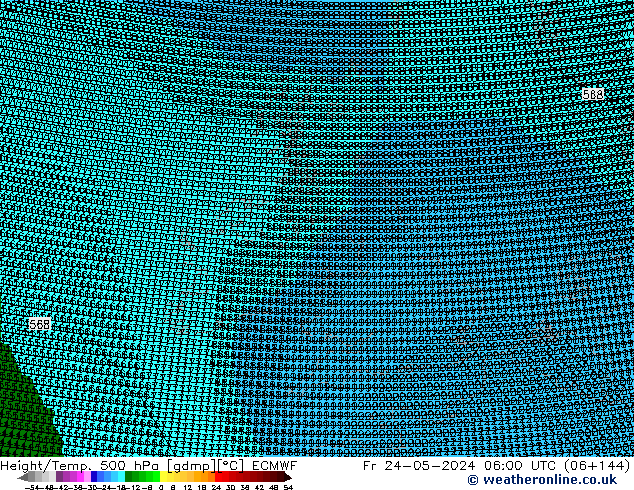 Height/Temp. 500 hPa ECMWF Fr 24.05.2024 06 UTC