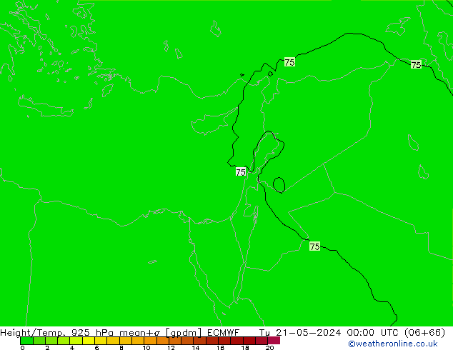 Height/Temp. 925 hPa ECMWF wto. 21.05.2024 00 UTC