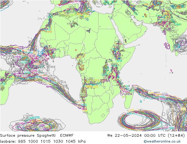 Atmosférický tlak Spaghetti ECMWF St 22.05.2024 00 UTC